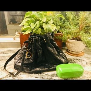 Christian Dior Black Leather Tote Bag